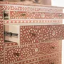 Commodes - Arabesque Bone Inlay Five-Drawer Tallboy - Coral - HOUSE OF JAIPUR