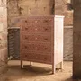 Commodes - Arabesque Bone Inlay Five-Drawer Tallboy - Coral - HOUSE OF JAIPUR