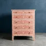 Commodes - Arabesque Bone Inlay Five-Drawer Tallboy - Coral - HOUSE OF JAIPUR