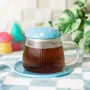 Tasses et mugs - Mug et soucoupe en verre bleu en forme de champignon - SOMETHING DIFFERENT WHOLESALE EUROPE BV