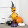 Ornaments - Orange Metal Pumpkin Man Ornament with Witch Hat - SOMETHING DIFFERENT WHOLESALE EUROPE BV