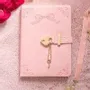 Decorative objects - Pink Faux Leather A5 Diary with Lock - SOMETHING DIFFERENT WHOLESALE EUROPE BV