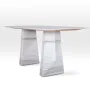 Tables Salle à Manger - Polygon - Table design monolithique en marbre Calacatta - PISTORE MARMI