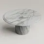Dining Tables - Aura -  Round dining table in Calacatta marble - PISTORE MARMI