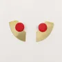 Bijoux - Boucles d'oreilles demi-rond laiton, pendant laque rouge - Tiges - L INDOCHINEUR X RIVÊT