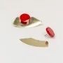 Bijoux - Boucles d'oreilles demi-rond laiton, pendant laque rouge - Tiges - L INDOCHINEUR X RIVÊT