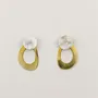 Jewelry - 2-part oval brass earrings, blond horn pendant - Studs - Red lacquer - L INDOCHINEUR X RIVÊT