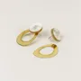 Jewelry - 2-part oval brass earrings, blond horn pendant - Studs - Red lacquer - L INDOCHINEUR X RIVÊT