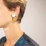 Jewelry - 2-part oval brass earrings, blond horn pendant - Studs - Red lacquer - L INDOCHINEUR X RIVÊT