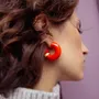 Jewelry - C-shape stud earrings in lacquered wood, orange and sand - Multicolour - L INDOCHINEUR X RIVÊT