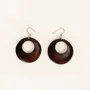 Bijoux - Boucle d'oreille 1 rond percé en sabot de buffle - Corne noire marbrée - L INDOCHINEUR X RIVÊT