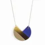 Jewelry - Indigo blue and cream coffee lacquered 3-quarter pendant with a chain - L INDOCHINEUR X RIVÊT