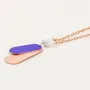 Jewelry - Pendant, 2 hammered copper leaves, blue lacquer, white bead - L INDOCHINEUR X RIVÊT