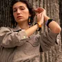 Jewelry - Nymph hoop earrings 65 in blond horn and orange lacquer - Gold - L INDOCHINEUR X RIVÊT