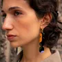 Bijoux - Créoles 70 Nymphe en corne blonde et laque Orange - Laque jeu Or - L INDOCHINEUR X RIVÊT