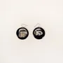 Bijoux - Boucles d'oreilles disque plein en corne noire marbrée - Crochets - L INDOCHINEUR X RIVÊT