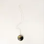 Jewelry - Medallion pendant, silver setting and chain, marbled black horn - L INDOCHINEUR X RIVÊT