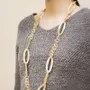 Bijoux - Sautoir anneaux fins ronds et ovales en corne blonde - L INDOCHINEUR X RIVÊT