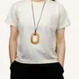 Bijoux - Pendentif anneau oval carré en corne blonde Africaine - L INDOCHINEUR X RIVÊT