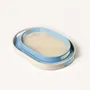 Plateaux - Set de 2 plateaux ovales 45x28 - 40x25 Bleu ciel/Gris, Gris/Bleu ciel - L INDOCHINEUR X RIVÊT