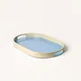 Plateaux - Set de 2 plateaux ovales 45x28 - 40x25 Bleu ciel/Gris, Gris/Bleu ciel - L INDOCHINEUR X RIVÊT