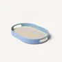 Plateaux - Set de 2 plateaux ovales 45x28 - 40x25 Bleu ciel/Gris, Gris/Bleu ciel - L INDOCHINEUR X RIVÊT