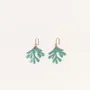 Bijoux - Boucles d'oreilles corail laquées vert d'eau - Crochets or fin - L INDOCHINEUR X RIVÊT