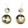 Jewelry - Double solid disc earrings in marbled black horn - Hooks - L INDOCHINEUR X RIVÊT