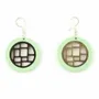 Jewelry - Round Mondrian earring rimmed in yellow lacquer - Hooks - Gold lacquer - L INDOCHINEUR X RIVÊT