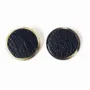 Bijoux - Boucles d'oreilles clip rond corne noire sertie cuir - Orange - L INDOCHINEUR X RIVÊT