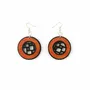Jewelry - Checkerboard earrings, blond horn rimmed with black ostrich - Orange - L INDOCHINEUR X RIVÊT