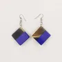 Jewelry - Square earring in horn and fuchsia lacquer - Indigo blue lacquer - L INDOCHINEUR X RIVÊT
