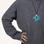 Bijoux - Pendentif grand corail en corne noire laque bleu turquoise - L INDOCHINEUR X RIVÊT