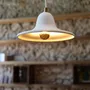 Hanging lights - Gigaro M - Raw ceramic pendant light Ø23 cm – Chaux Blanche - MASAME