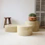 Tables basses - ENDOUME - Table Basse Ronde Céramique – M - Ø60 H18 cm – Lin - MASAME