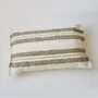 Coussins - TETOUAN - Coussin 100% coton rayé Chanvre et Melon – Rectangle 45×70 - MASAME