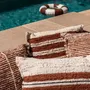 Coussins - TETOUAN - Coussin coton rayé écru et noir et Sienne – Rectangle 60×40 - MASAME
