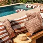 Coussins - TETOUAN - Coussin coton rayé écru et noir et Sienne – Rectangle 45×70 - MASAME