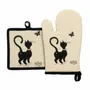 Maniques - Gant de cuisine + Manique Dubout Chat Papillon Beige 18 x 28 - MAISON VIVARAISE - SDE VIVARAISE WINKLER