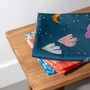 Dish towels - "Nocturne"embroidered tea towel - TISSAGE MOUTET