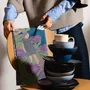 Dish towels - "Nocturne"embroidered tea towel - TISSAGE MOUTET