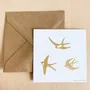 Papeterie bureau - Carte & enveloppe - Hirondelles dorées - LES PETITES HIRONDELLES