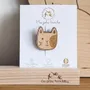 Broche en bois - Chat moustaches - LES PETITES HIRONDELLES