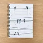 Papeterie bureau - Carnet en papier A5 - Spirales et lignes - Les hirondelles sur le fil - Ciel blanc - LES PETITES HIRONDELLES