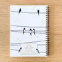 Papeterie bureau - Carnet en papier A5 - Spirales et lignes - Les hirondelles sur le fil - Ciel blanc - LES PETITES HIRONDELLES