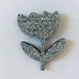 Brooches - Glitter felt pin's - Stemmed flower - Blue - LES PETITES HIRONDELLES