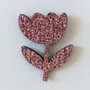 Brooches - Glitter felt pin's - Stemmed flower - Blue - LES PETITES HIRONDELLES