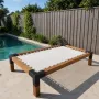 Benches for hospitalities & contracts - Double Sunbed in exotic wood with braided marine net - LOFTNETS