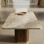 Dining Tables - Grovio, marble, walnut and brass table - STONEFORM