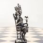 Sculptures, statuettes et miniatures - JEU D ' ECHEC bronze en coffret de luxe avec échiquier pliant.  - TOULHOAT